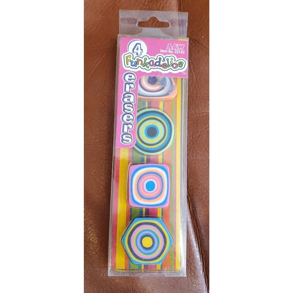 Vintage 4 Pack Funkadelics Erasers A&W 22143 2004 Vibrant Colors Collectible